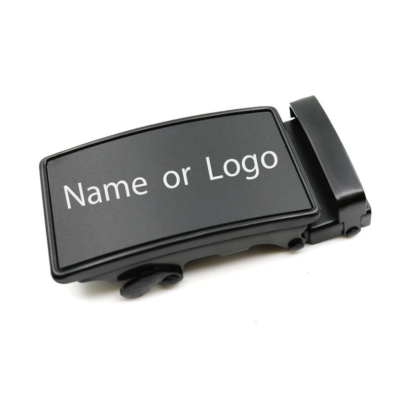 Mens Gift Personalized Automatic Buckle Custom Engraved Logo Belt Head Black Lettering Button Wedding Jewelry Accessories