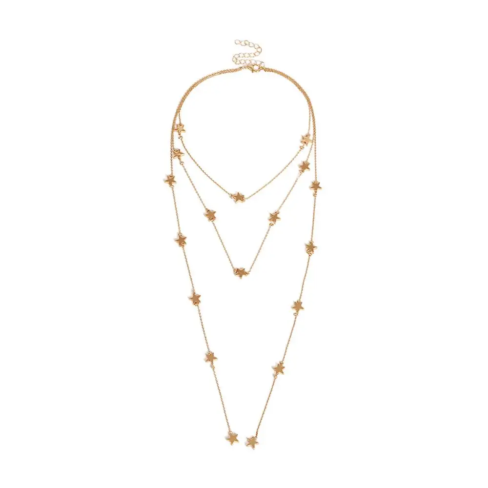 Индивидуальное модное подходящее ко всему многослойное ожерелье со звездой и