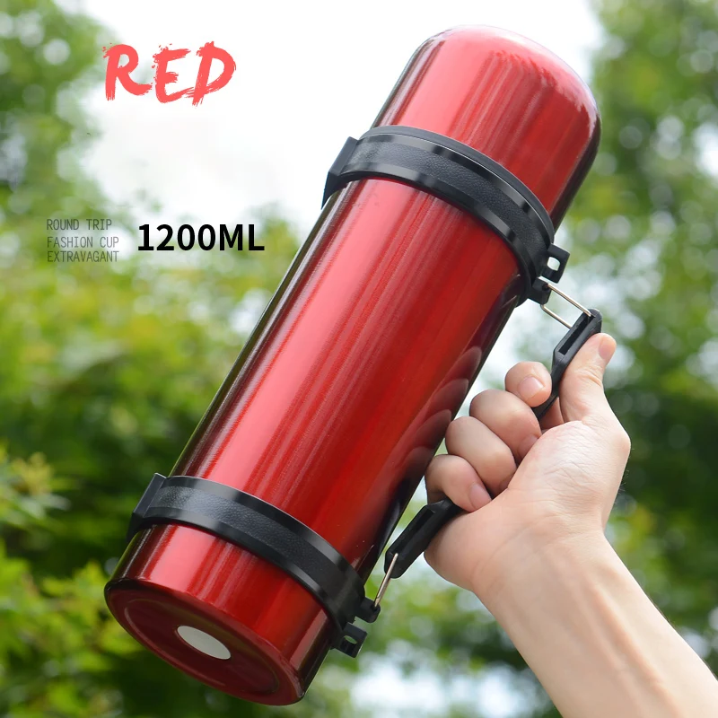 1200Ml Женская большая емкость термос нержавеющая сталь открытый Термос переносной автомобиль чашки чайник бытовой - Цвет: 1200Ml