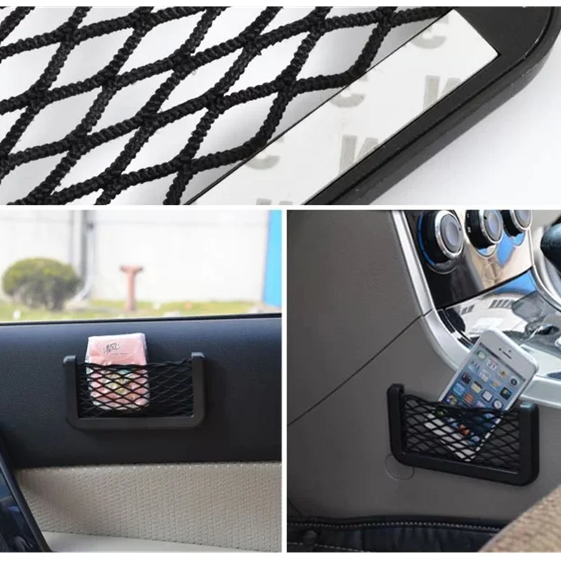 

20*8CM 8*15CM Universal net car seat side storage bag pocket organizer phone holder adhesive box auto accessories pouch