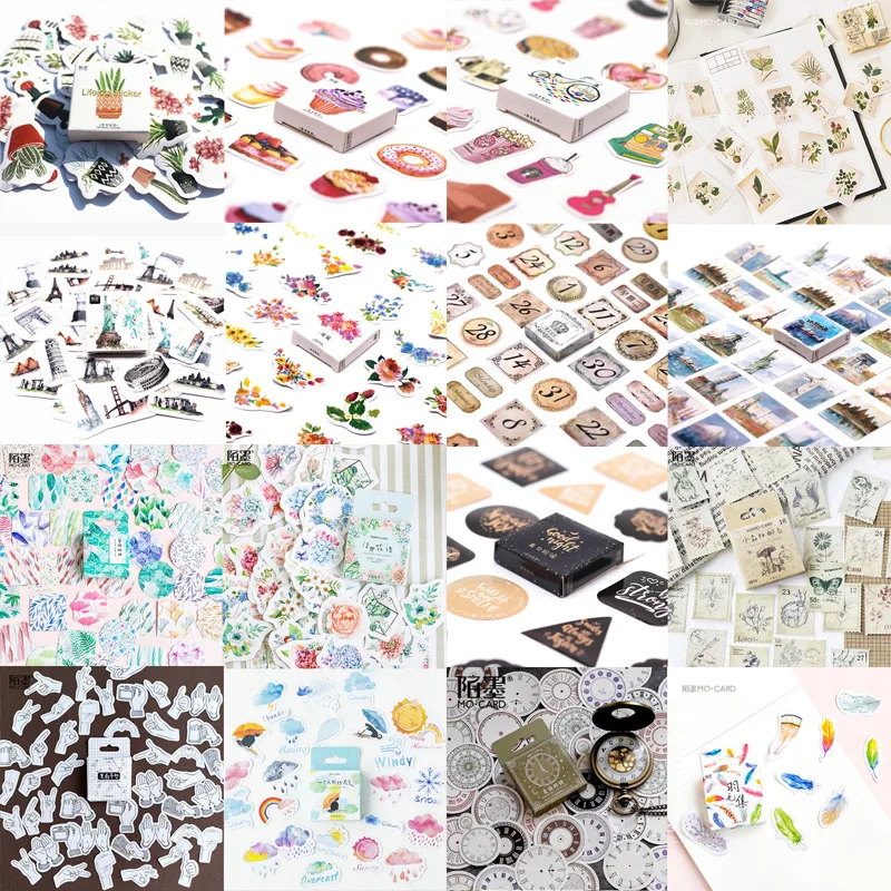 

4Packs/set Flower Plant Building Stickers Memo Pads Posted It Planner Scrapbooking Stickers Stationery Escolar School Supplies