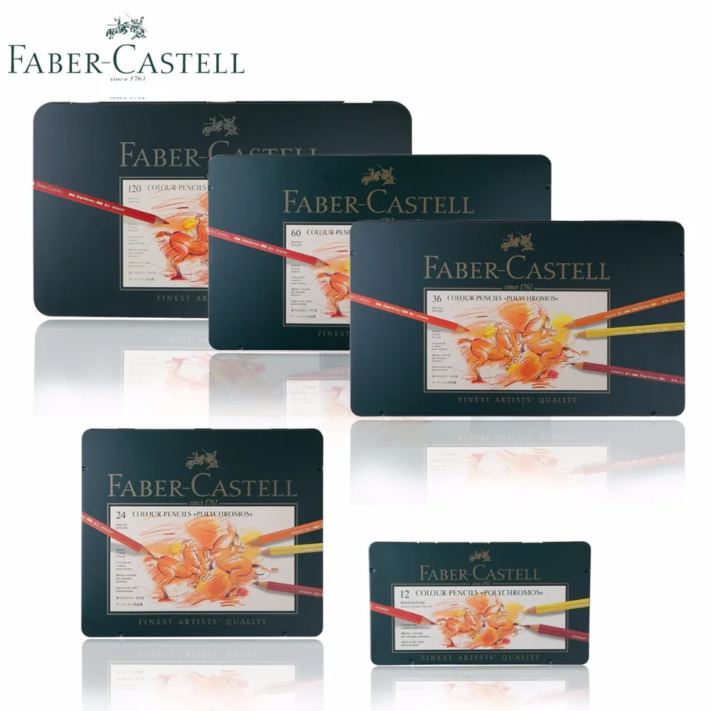 

lapices de Faber Castell 120 Polychromos Color Pencils Finest Artists Quality Metal tin Set 36 60 oil colored pastille pencil