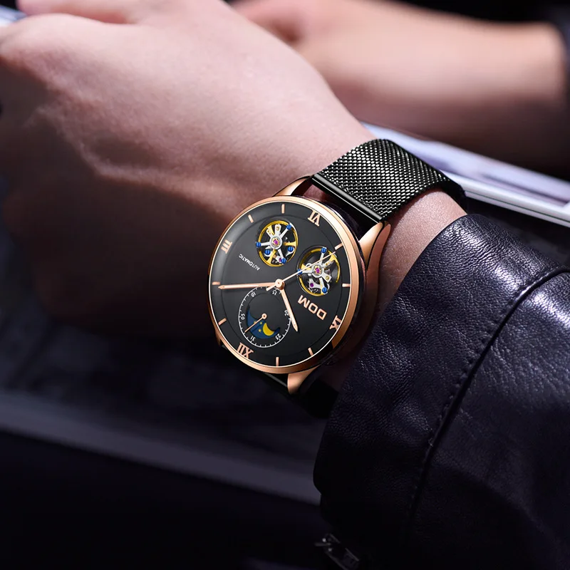 

MEN'S Watch Waterproof Hollow out Double Flywheels Fully Automatic Analog Watch Night Light Fashion Network Table with M-1270GK-