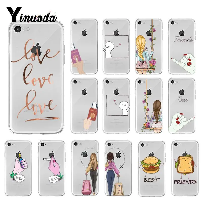 

Yinuoda We will always be best friends BFF TPU Soft Silicone Phone Case for iPhone 6S 6plus 7 7plus 8 8Plus X Xs MAX 5 5S XR 10