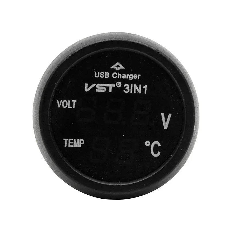 3in1 Цифровой вольтметр-Термометр 12/24V прикуривателя USB Автомобильное зарядное устройство Зарядное устройство