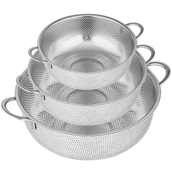 

Three-Part Sieve, Microporous Stainless Steel Net, with Handle, Water Drops, Perfect for Pasta, Fruit, Rice, Food, Dishwasher Sa