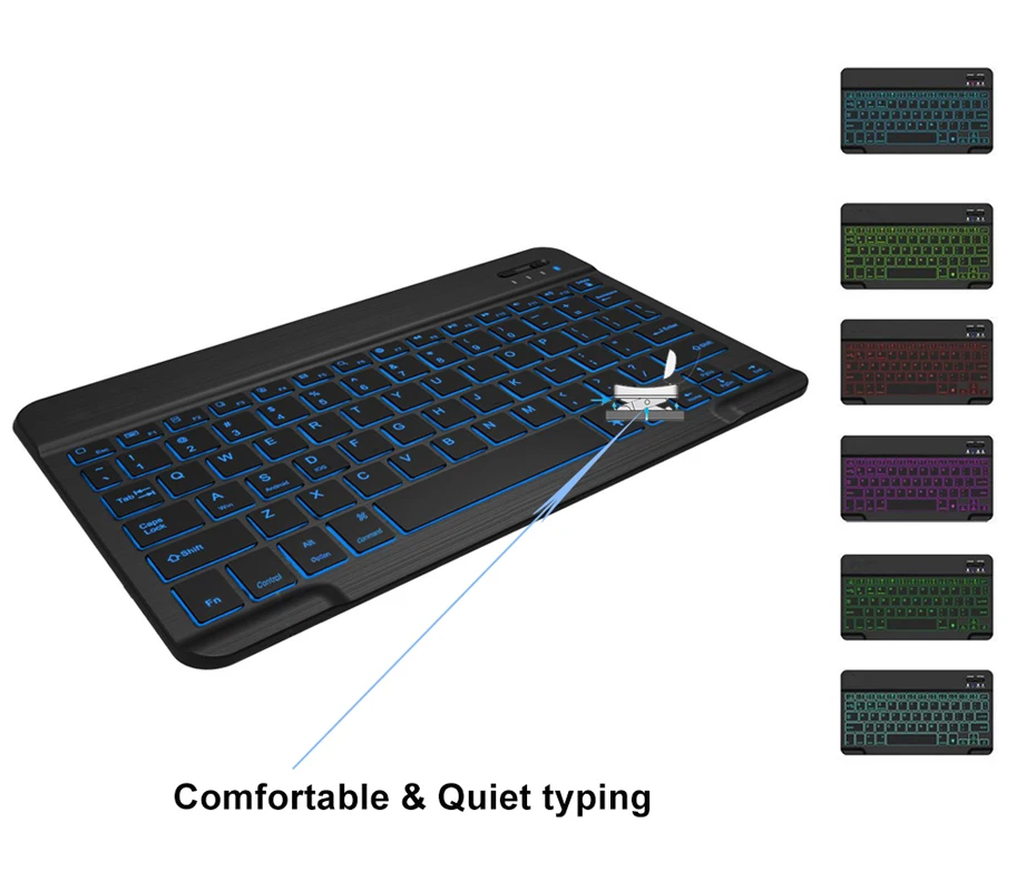 Универсальный чехол для телефона 7 цветов светодиодный подсветкой Беспроводной bluetooth-клавиатура для планшета для Android Mac OS для 9,7 10 10,1 дюймов чехол для планшета ПК