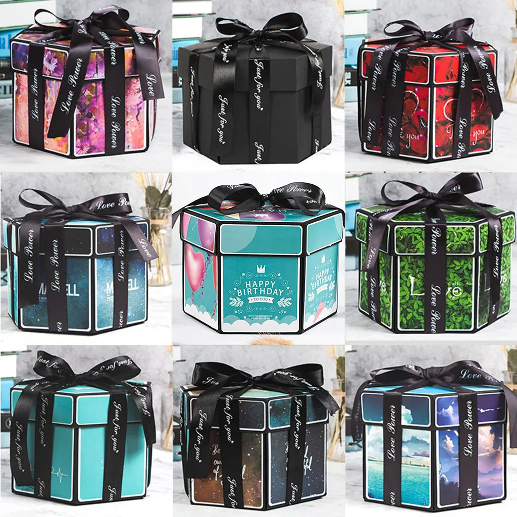 

Creative explosion box love memory Multi-layer surprise DIY photo album as birthday anniversary gifts 2019