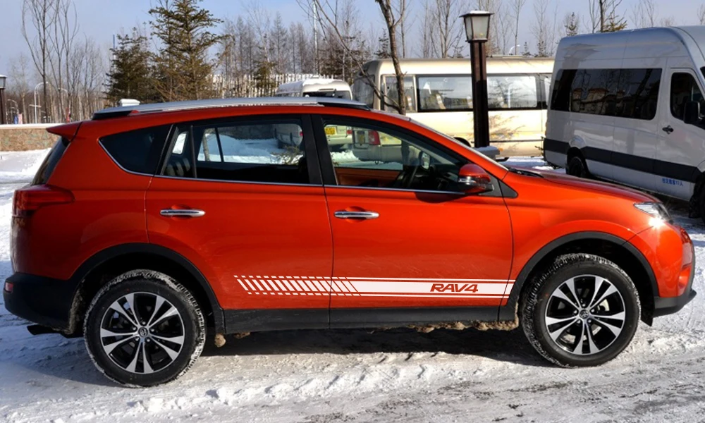 Автомобильные наклейки с боковыми полосками для Toyota RAV4, Авто Виниловая пленка, наклейки, сделай сам, спортивный стиль, украшение автомобиля, аксессуары для тюнинга автомобиля