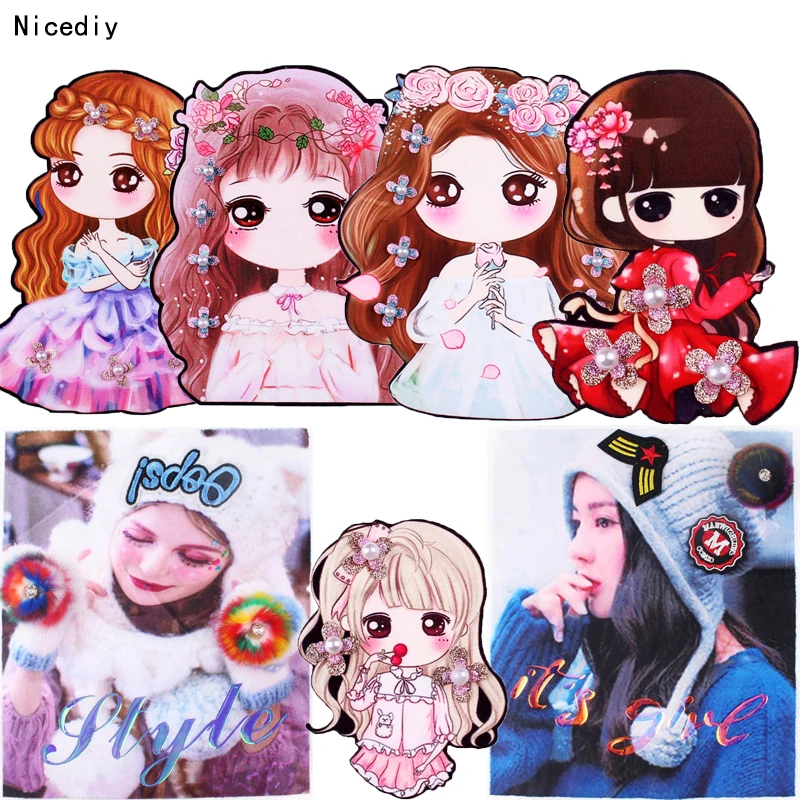 

Nicediy Cute Princess Fabric Patches for Clothing DIY Sew-on Patch to Cloth Cartoon fashion Girl Applique Kids Dress Decoration