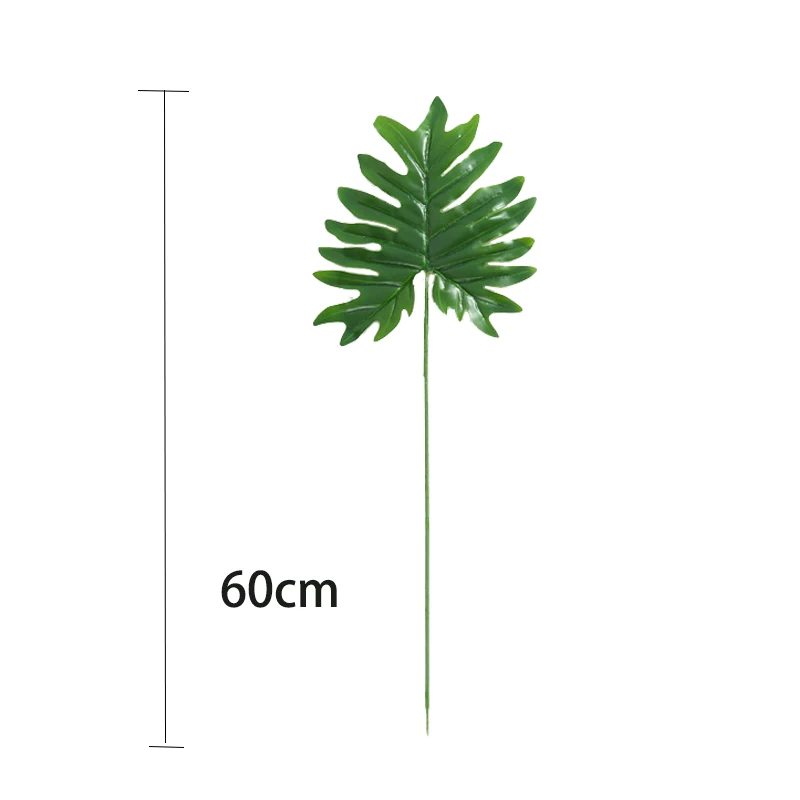 60 см пластиковые листья искусственные Monstera ветка Тропические Зеленые искусственные листья пальмовый лист Настоящее касание листва дерева для вечерние украшения
