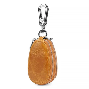 

Men Car Key Wallet Double Zip Keychain Leather Case Butler Key Storage Box Lady Fashion Key Case
