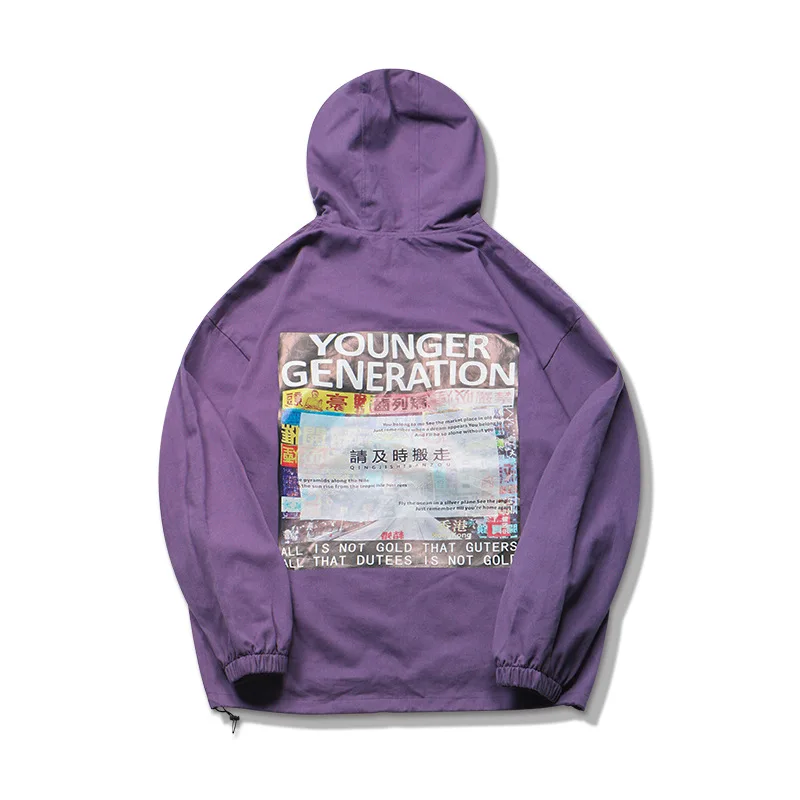 

Casual Men's Jacket Fashion Spring and Autumn New M-2XL Printing Hooded Loose Hoodie Three Colors Personality Youth Popular