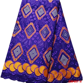 

2020 African Purple Fabric Swiss Voile Lace In Switzerland Dry Cotton Lace Material High Quality Swiss Stones Lace Fabrics V467