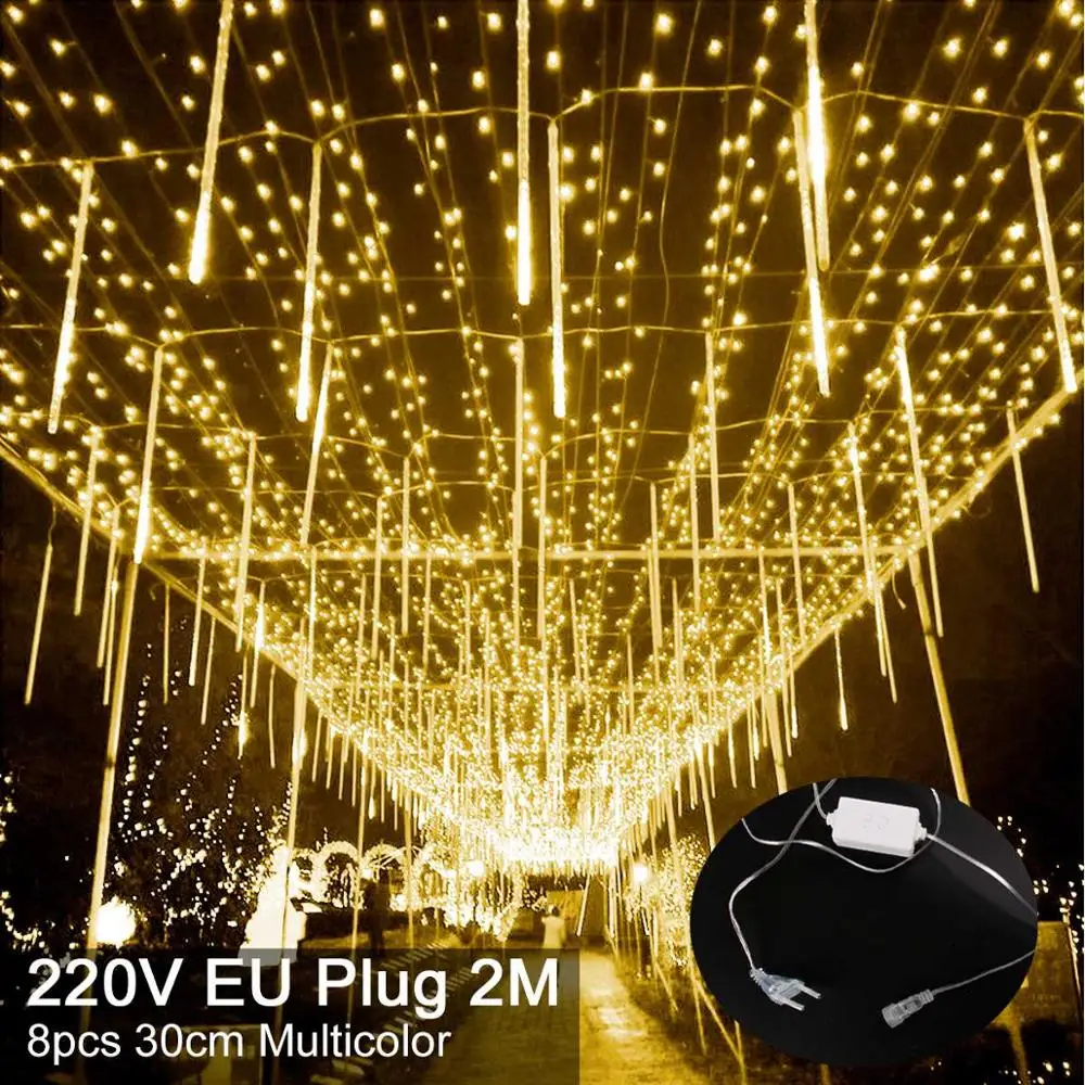 EU 30cm 96LED Warm Huiran Рождественская елка колокольчики с фигуркой лося светодиодный струнные огни Рождественские украшения для дома Рождественская занавеска огни счастливого нового года - Цвет: EU 30cm 96LED Warm