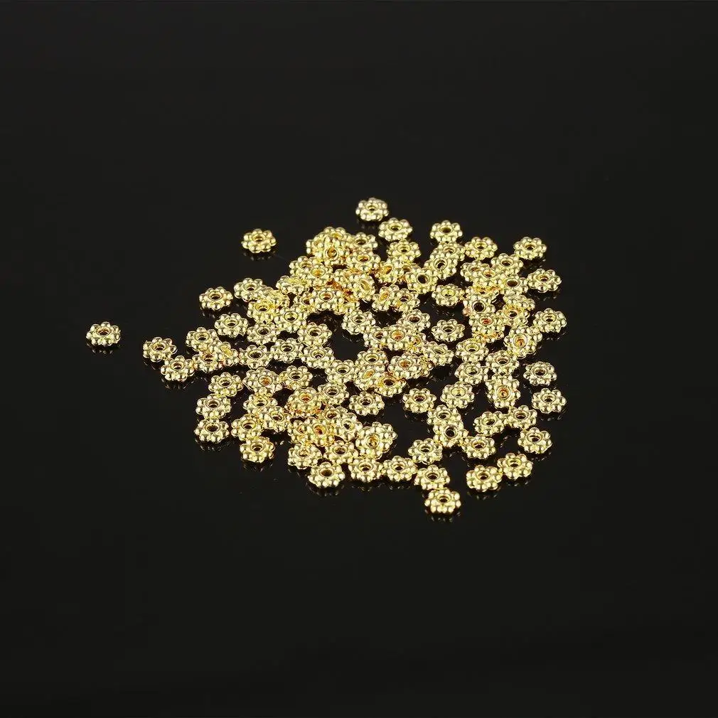 500 шт антикварные золотые цветные металлические бусины 4 мм DIY JewelSQ