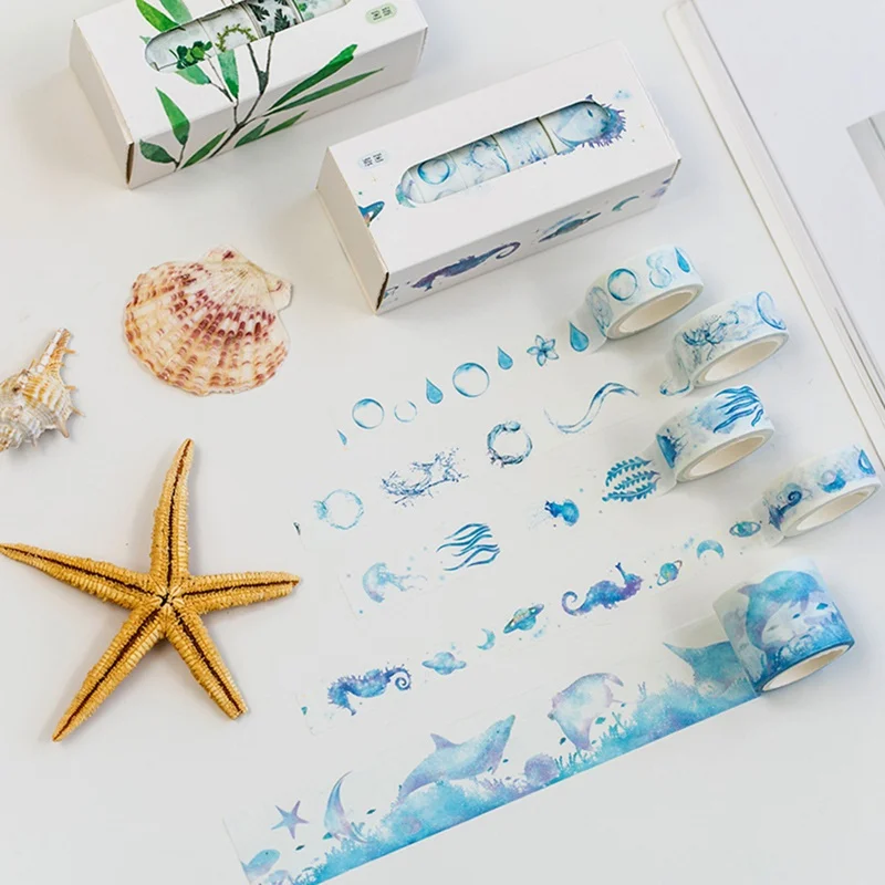 Floral Sea Washi Tape Cherry Leaves DIY Scrapbooking Romantic Decorative Masking Tape School Office Supply Escolar 5pcs/set