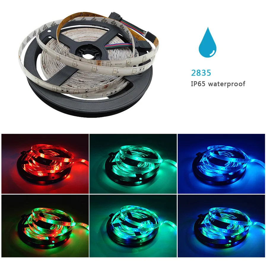 Tira de luces LED con Bluetooth, cinta de luz led RGB SMD 5050 2835, de longitud 5M 10M 15M, con diodo de corriente DC12V 60LED/M y adaptador