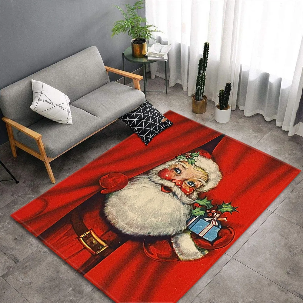 

Christmas Snowman 3D Carpets For Living Room Bedroom Bedside Floor Mat Washable Anti-slip Large Rug Soft Flannel Home Decoration
