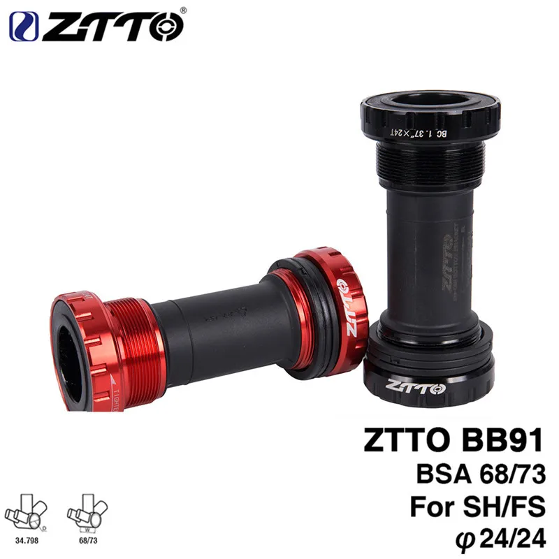 

ZTTO BB91 bicycle bottom bearing seal bearing thread 68 type 73 mm BSA68 shell 24 mm spline shaft MTB press-in threaded shaft