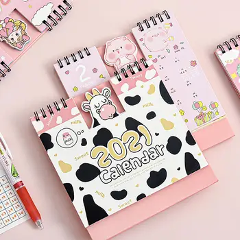 

2021 Cartoon Animal Daily Schedule Hand-painted Calendar Monthly Double Schedule Planner Annual Work New Year