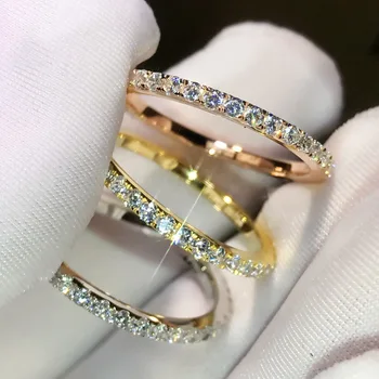 

CHAMSS Japanese And Korean Version Of A Single Row Diamond Engagement Ring Fashion Simple Female Romantic Birthday Gift