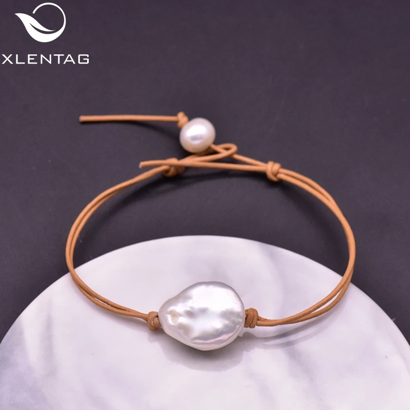 Браслет Xlentag ручной работы из натуральной белой жемчужины в стиле барокко