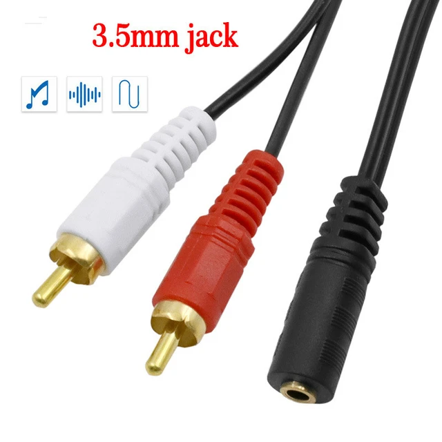 Altavoces de ordenador con línea de conexión 3,5, doble cabezal RCA, 2RCA,  3,5mm, uno dividido en dos cables de Audio - AliExpress