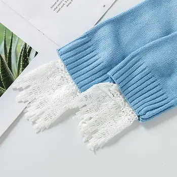 

Decorated Cuff Women Sweater Ruffles Fake Sleeves Hollow Crochet Lace Arm Warmer
