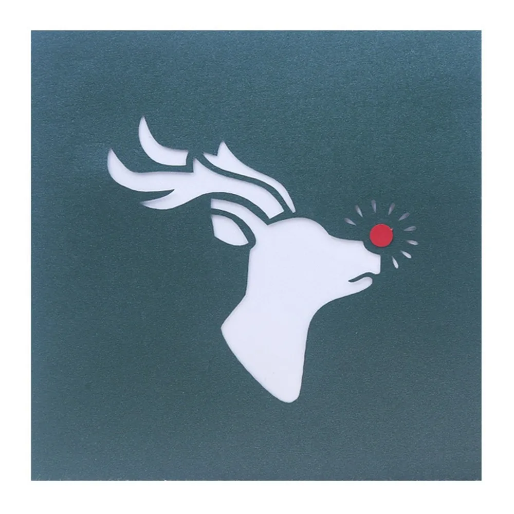  15x15cm Cartoon Flying Sled Deer Paper Invitation Greeting Cards New Year Greeting Cards Christmas  - 4.00026E+12