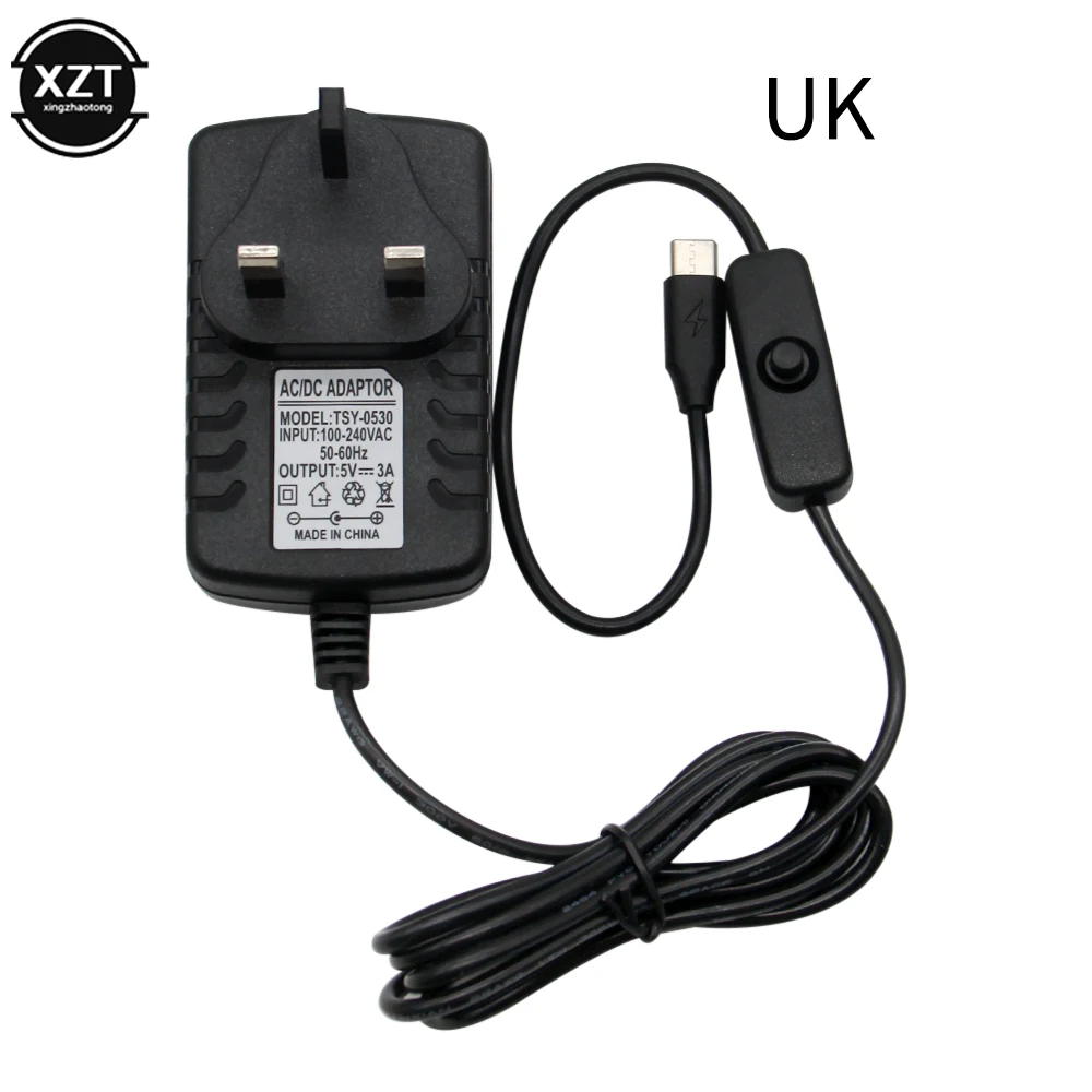 Raspberry Pi 4 Type-C Power Supply 5V 3A Power Adapter ON/OFF Switch EU US AU UK Charger for Raspberry Pi 4 Model B