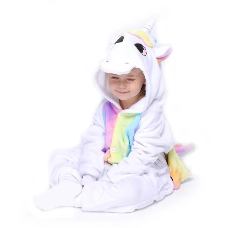 Kigurumi/детская одежда для сна с изображением животных для мальчиков и девочек; пижамы с единорогом; фланелевые детские пижамы с единорогом; Комплект детских пижам с рисунком аниме; зимние комбинезоны
