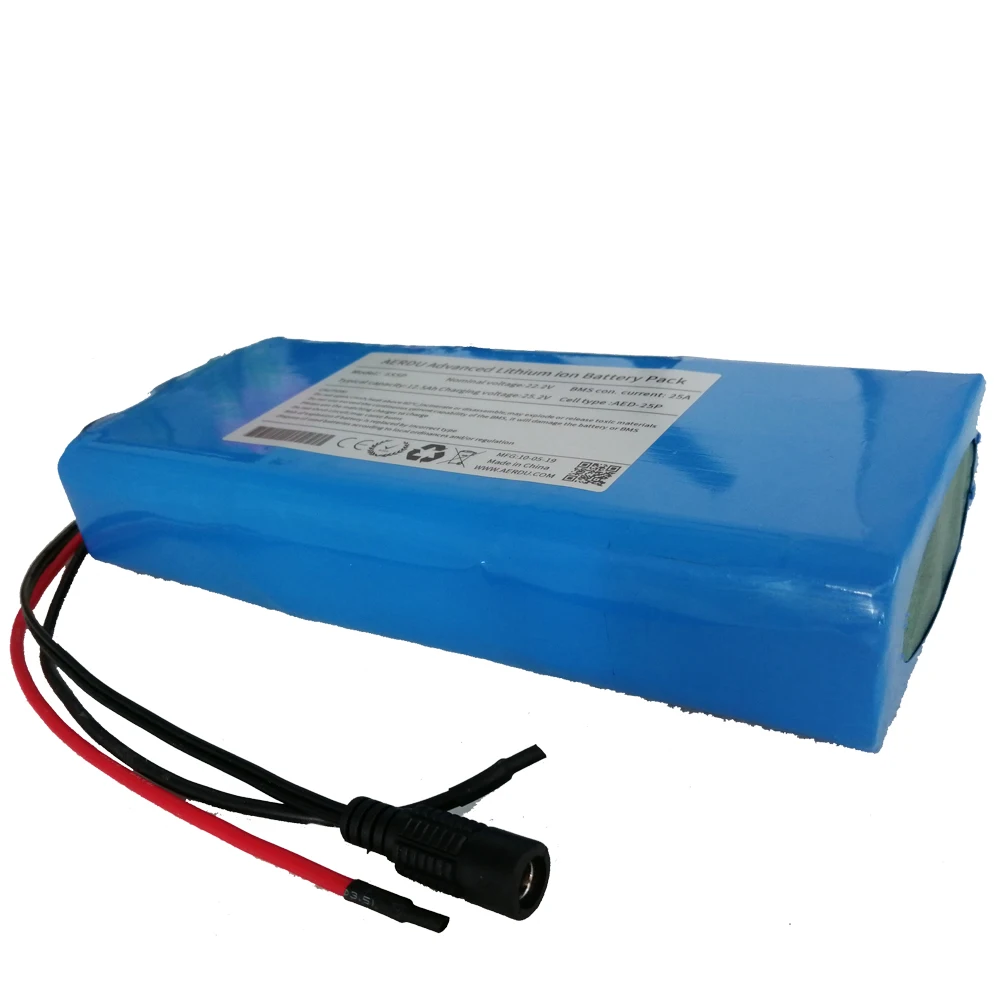 AERDU 6S5P 24V 12.5Ah 25.2V Li-Ion battery pack 18650 lithium batteries for electric motor bicycle ebike scooter with 25A BMS