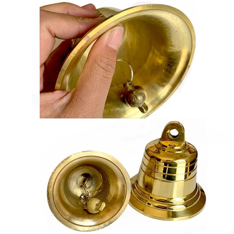 Маленькие медные колокольчики, большие золотые металлические церковные колокольчики, подвесные колокольчики для дверного звонка, рождественские колокольчики 4 см, 5 см, 7,2 см, 9,5 см, 12 см