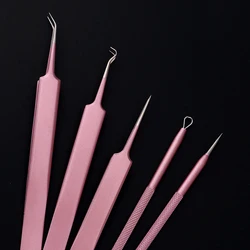 5pcs/Set Acne Removal Needle Stainless Steel Blemish Face Skin Care Beauty Facial Pore Cleaner Pimple Blackhead Remover Tool