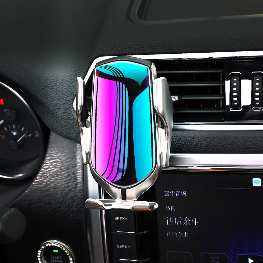 10W Wireless Charger Car Holder R1 Automatic Clamping Smart Infrared Sensor Qi GPS Air Vent Mount Mobile Phone Bracket Stand R2