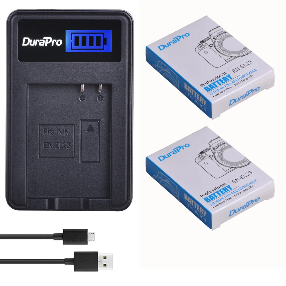 DuraPro 3 шт. 3,8 в 1850 мАч EN-EL23 литий-ионная аккумуляторная батарея зарядное устройство Комплект для Nikon COOLPIX P900, P610, P600, B700 цифровой камеры - Цвет: 2 Battery Set