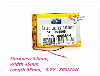 Batterie Ricaricabili ai Polimeri 304565 3.7V 800MAH per MP3 MP4 GPS DVD DVR Registratore di Guida Scheda Audio Cella Ricaricabile agli Ioni di Litio