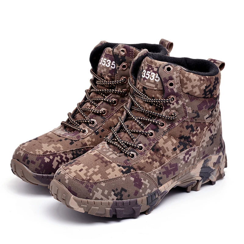 

Winter Wool Men's Boots Waterproof Men's Camouflage Military Warm Combat Army Snow Boots Men Real Sheep Fur Shoes