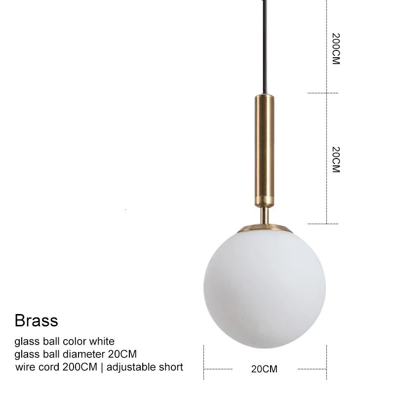 brass ball 20CM Современный подвесной светильник роскошный золотой стеклянный шар абажур подвесные светильники для столовой спальни украшения освещение - Цвет корпуса: brass ball 20CM