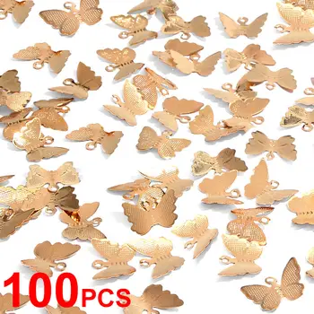 

Kasajewel 100Pcs/set Gold Silver Color Butterfly Jewelry Accessories Fashion Jewelry Wholesale for Making Earrings Necklaces