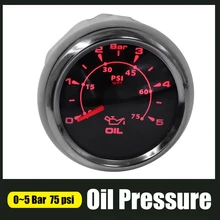 Medidores de presión de aceite a prueba de agua, medidor de presión de aceite de 52mm, 0-5 Bar, 75 Psi, con retroiluminación de 8 colores, indicador de bisel de acero inoxidable