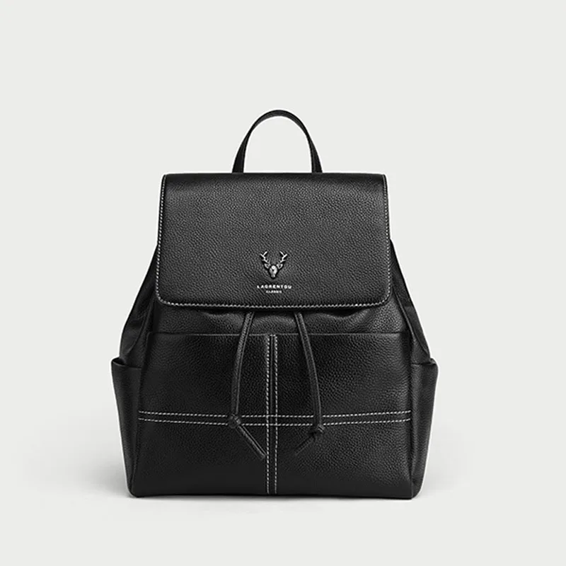 LAORENTOU leather backpack quality Genuine Leather women backpack Leisure Large capacity Travel bag fashion women bag