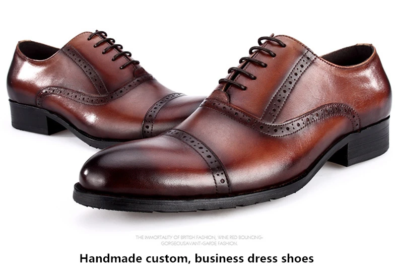 Mens Formal Shoes Genuine Leather Oxford Shoes For Men Italian Handmade Dress Shoes Wedding Shoes Laces Leather Brogues