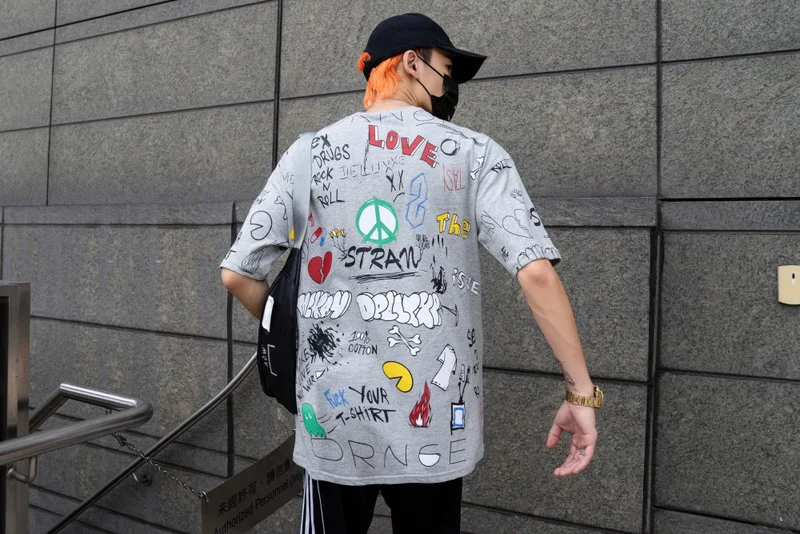 Хип-хоп граффити футболки для повседневной носки летние мужские Harajuku повседневные с коротким рукавом мужские футболки модные городские футболки
