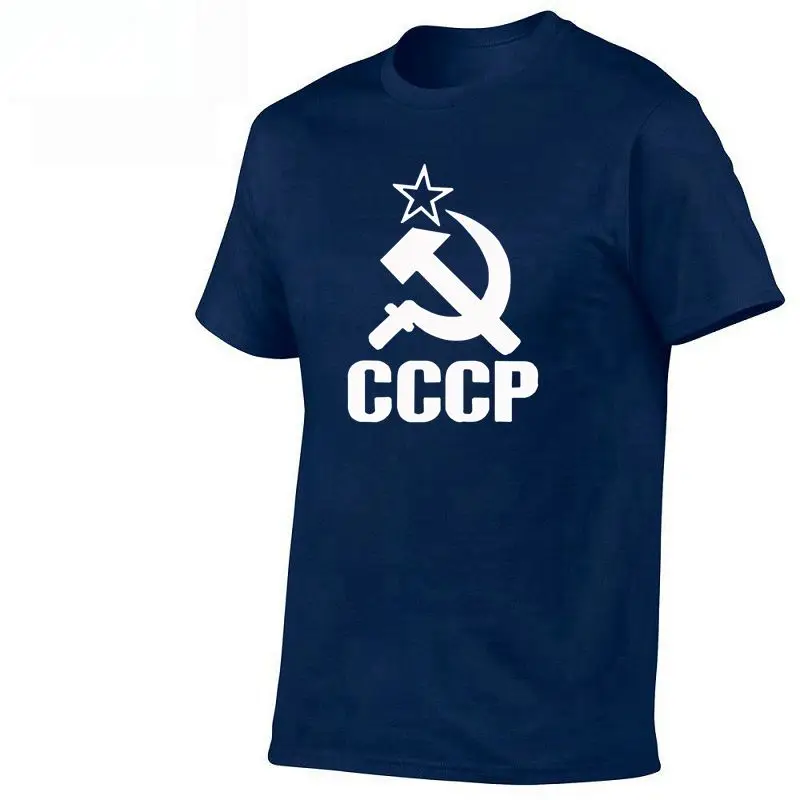 Летние русские футболки CCCP для мужчин с коротким рукавом круглым вырезом из