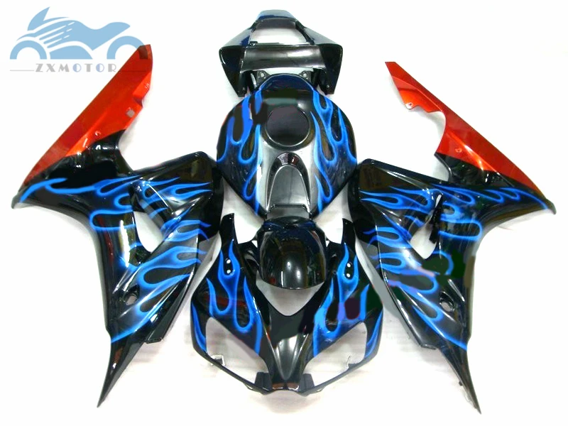 Индивидуальные Инъекции обтекатель комплект Подходит для Honda CBR 1000RR 2006 2007 CBR1000RR 06 07 Черный Синий пламя обтекатель наборы кузова XY14