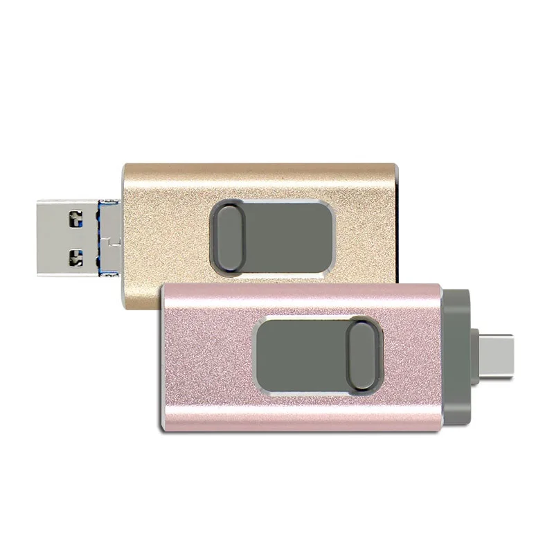 OTG USB Type C флеш-накопитель адаптер объектива для камер micro Телефон/iPhone X/8/7/7 Plus/6 Plus/6s/5/SE USB флэш-накопители 128 ГБ оперативной памяти, 32 Гб встроенной памяти, 64 ГБ флеш-накопитель