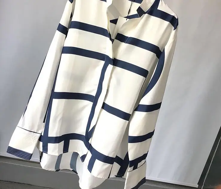 Женская рубашка с геометрическим рисунком свободная шелковая принтом лето 2019| |