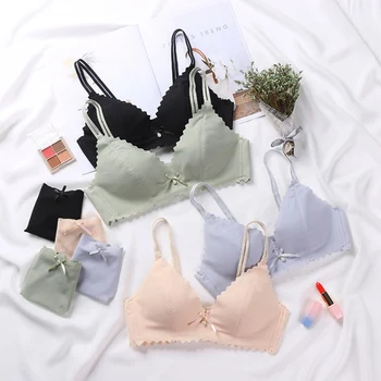 

Sexy Smooth Bra Set Fashion Bow Pearl Bra Briefs Two-piece Set Women Seamless Bras